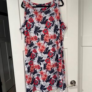Columbia Vibrant Floral Top - Coral, Navy, White